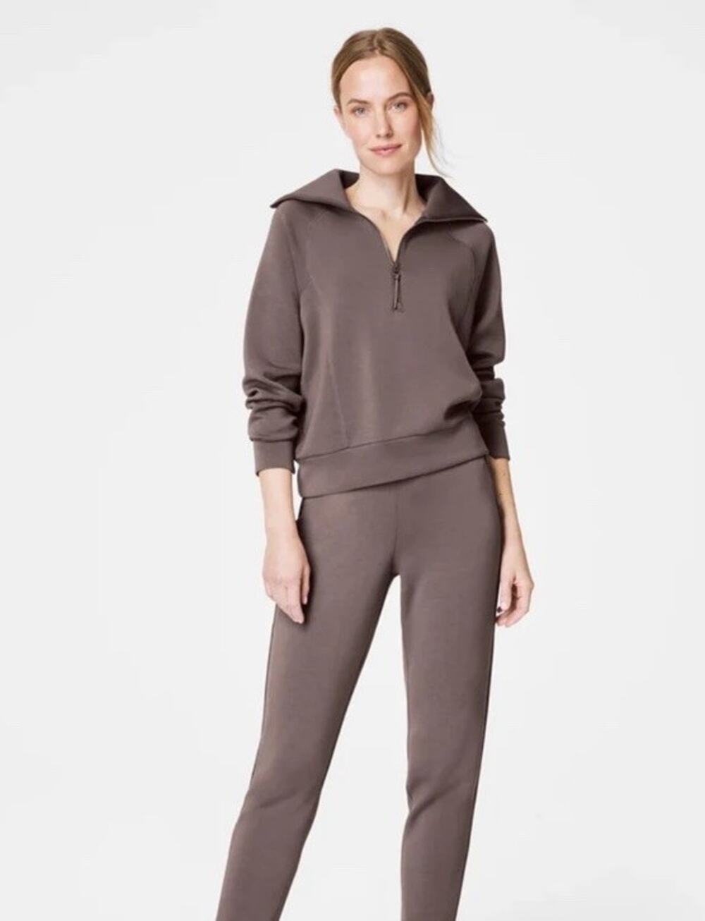 New SPANX Air Essentials Half Zip Sweatshirt M Smoke